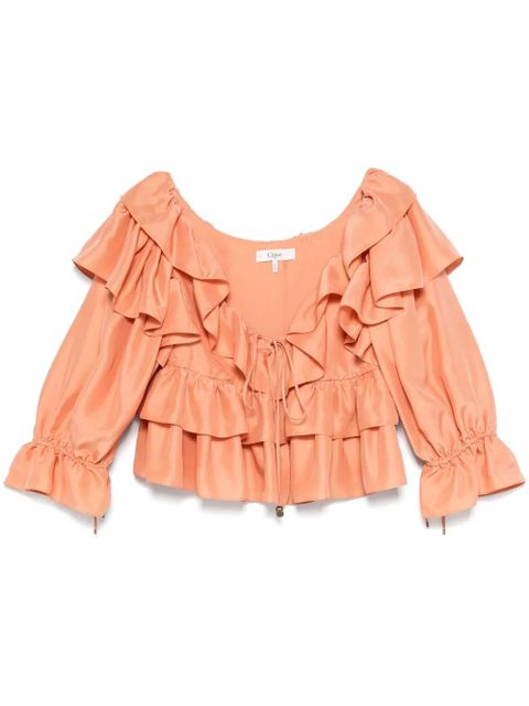 Chloé ruffled cropped top - Orange - zdjęcie produktu nr 1