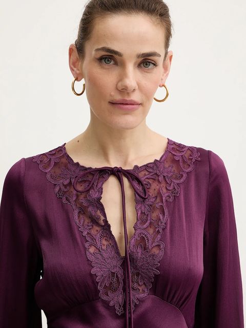 Twinset sukienka kolor fioletowy maxi dopasowana 252TT2244