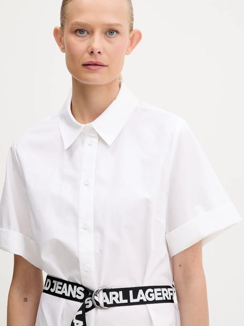 Karl Lagerfeld Jeans sukienka bawełniana kolor biały mini prosta A3W13030