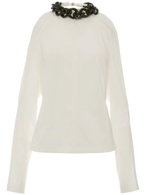 JW Anderson chain-embellished cold-shoulder top - White - zdjęcie produktu nr 1