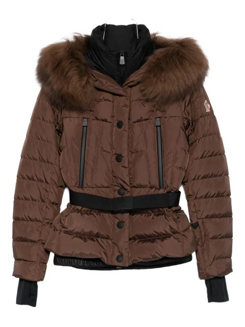 Moncler belted puffer jacket - Brown