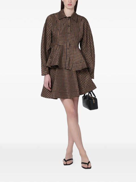 GANNI peplum check shirt - Brown - zdjęcie produktu nr 2