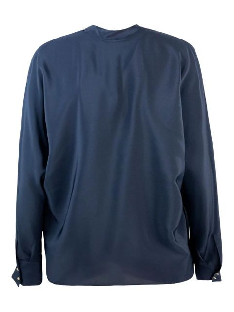 Max Mara tie-neck long-sleeve shirt - Blue - zdjęcie produktu nr 2