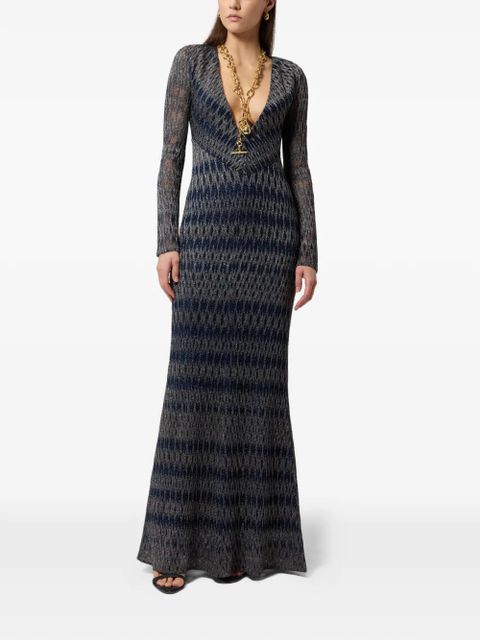 Missoni long-sleeve V-neck dress - Blue - zdjęcie produktu nr 2