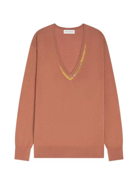 DRIES VAN NOTEN V-neck embellished knitwear - Brown - zdjęcie produktu nr 1