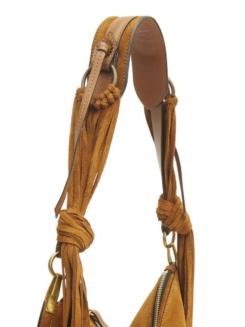 ISABEL MARANT Oskan studded fringed shoulder bag - Brown