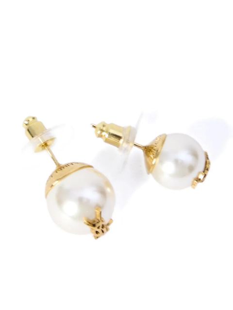 Saint Laurent Cassandre pearl earrings - Neutrals