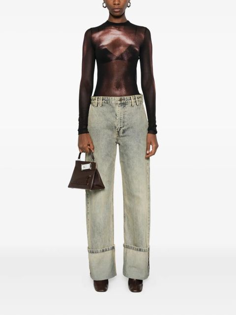 Jean Paul Gaultier body-print mesh top - Brown - zdjęcie produktu nr 2