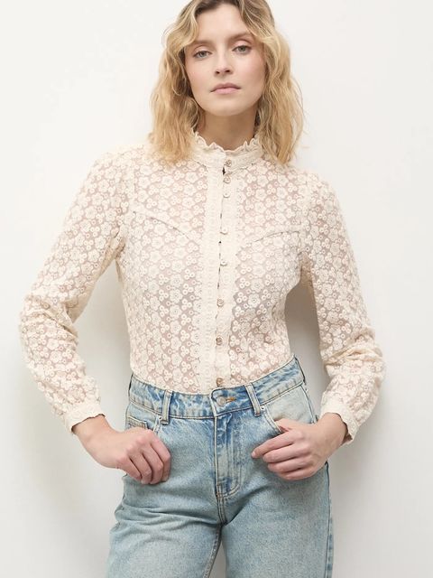 Answear.LAB koszula damska kolor beżowy regular ze stójką - zdjęcie produktu nr 1