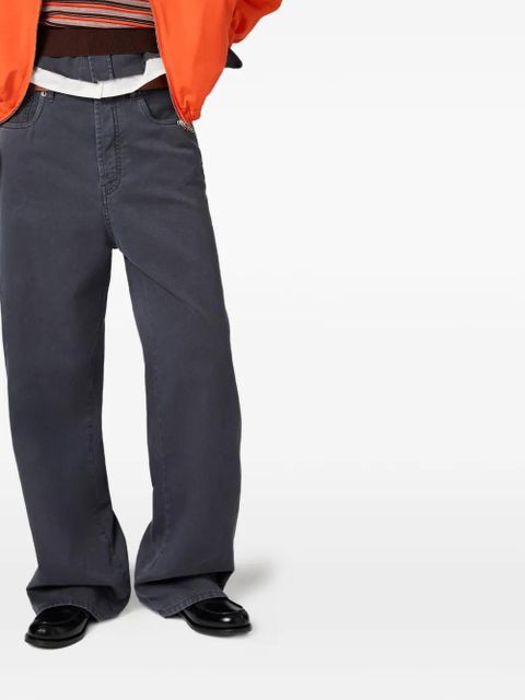 Miu Miu logo-embroidered jeans - Grey