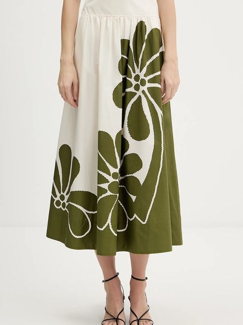 Farm Rio spódnica bawełniana kolor beżowy midi rozkloszowana 350513 - zdjęcie produktu nr 1