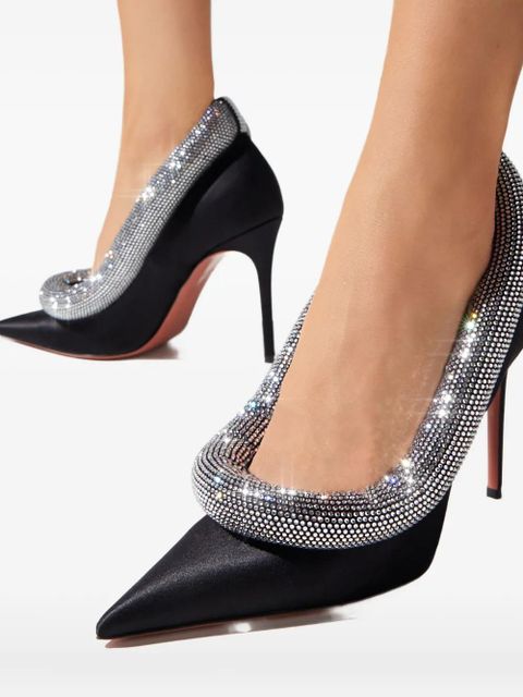 Amina Muaddi 105mm Yoon crystal-embellished pointed pumps - Black