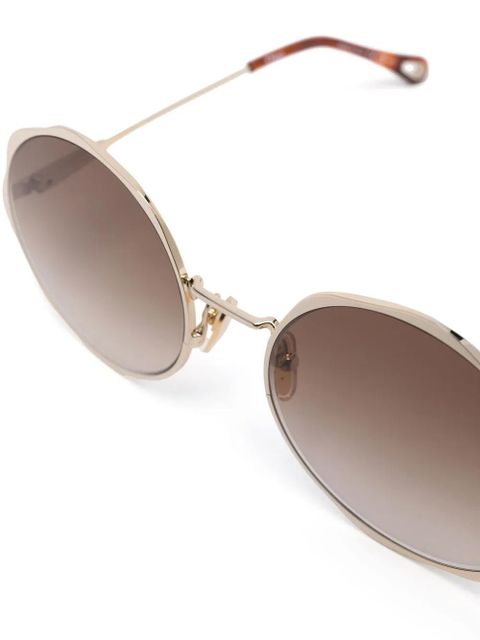 Chloé Eyewear engraved-logo round-frame sunglasses - Gold