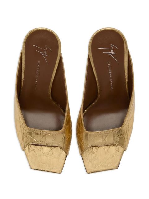 Giuseppe Zanotti 105mm Mya crocodile-print square-toe sandals - Gold