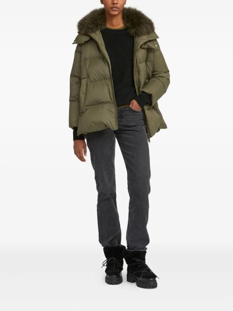 Yves Salomon lambswool-collar down jacket - Green