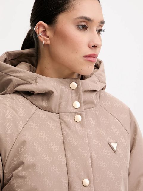 Guess kurtka 4G kolor beżowy zimowa oversize V5BL07 WGLW2