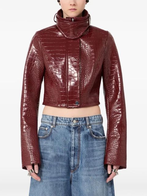 Sportmax alligator-print collar jacket - Red