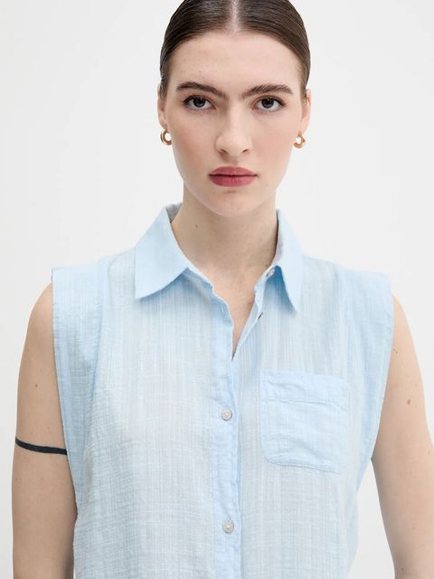 United Colors of Benetton koszula damska kolor niebieski regular z kołnierzykiem klasycznym 5ONVDQ0C1