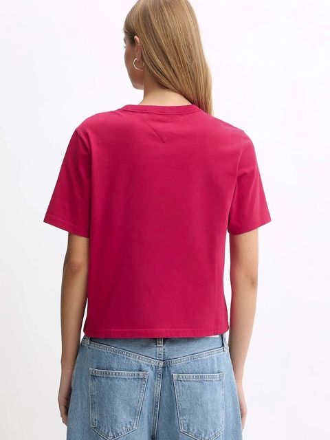Tommy Jeans t-shirt bawełniany damski kolor bordowy DW0DW22202