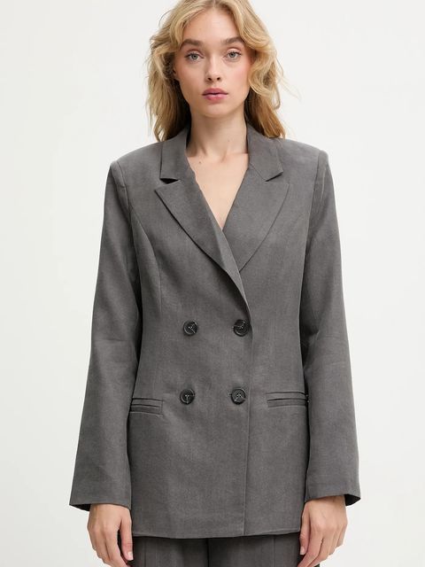 Answear.LAB marynarka kolor szary dwurzędowa gładka