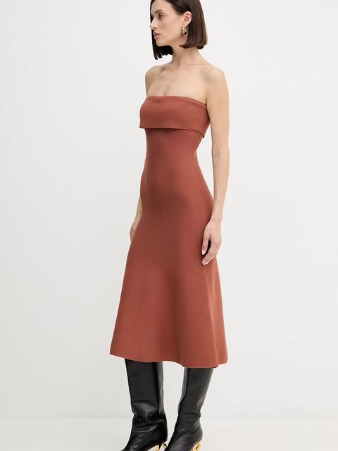 Twinset sukienka kolor brązowy mini rozkloszowana 252TP3410 - zdjęcie produktu nr 2