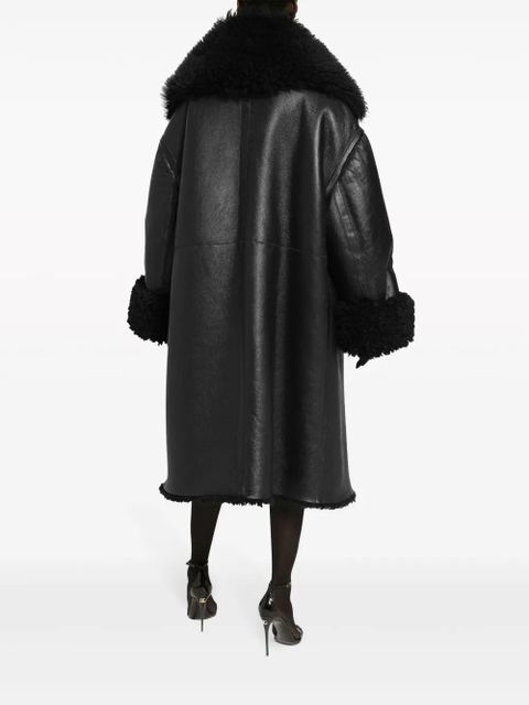 Dolce & Gabbana wide-lapels shearling-lining coat - Black