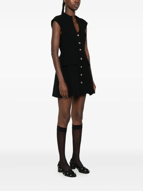 SANDRO button-front V-neck mini dress - Black - zdjęcie produktu nr 2