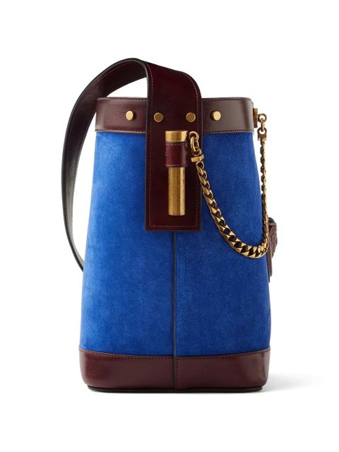 Versace Pivot small suede bucket bag - Blue