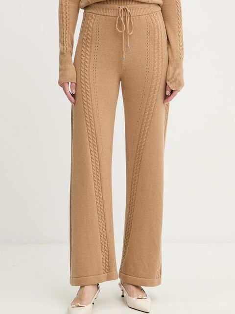 Ermanno Scervino LIFE spodnie z dodatkiem wełny damskie kolor brązowy proste high waist D474P501NJG - zdjęcie produktu nr 1
