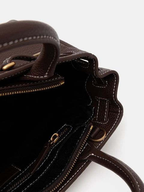 Tommy Hilfiger torebka skórzana kolor brązowy AW0AW17926