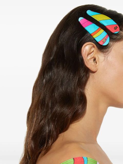 PUCCI Marmo-print hair clips (pack of two) - Blue