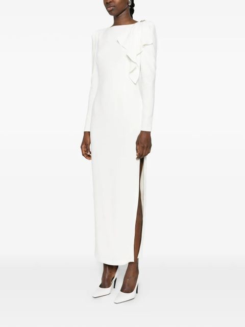 Alessandra Rich ruffled embellished midi dress - White