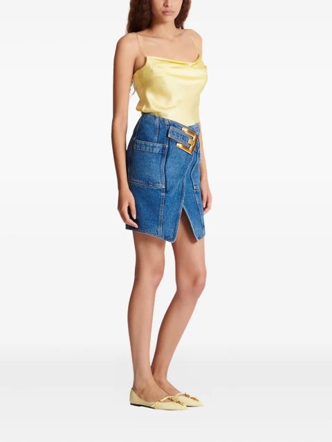Balmain belt pocket mini skirt - Blue