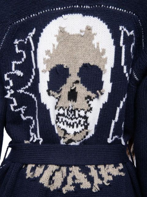 Zadig&Voltaire Salonny skull-intarsia belted cardi-coat - Blue
