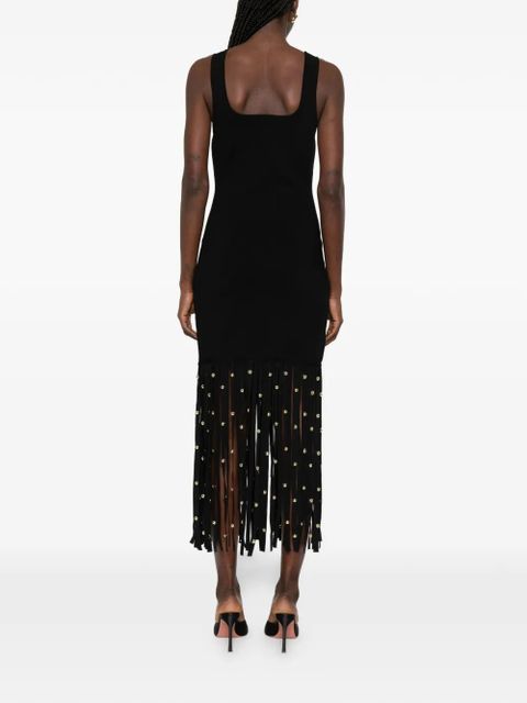 Simkhai fringed-hem embellished midi dress - Black
