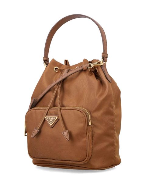 Prada triangle-logo bucket bag - Brown