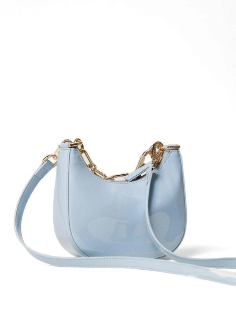 TWINSET Mini Croissant patent-finish chain-link bucket bag - Blue