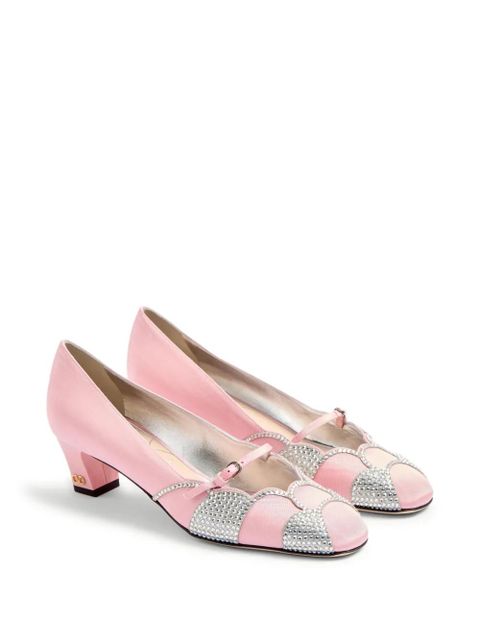 Valentino Garavani 45mm Bowow crystal-embellished pumps - Pink