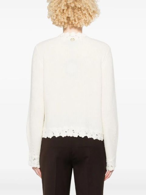 TWINSET guipure-lace trim cardigan - White
