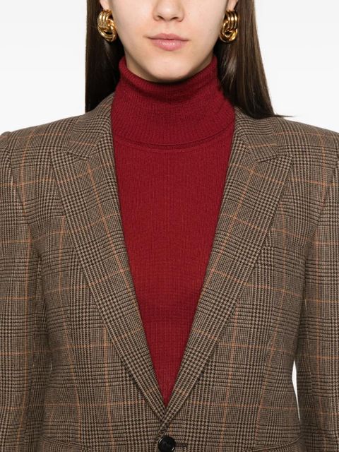Saint Laurent checked single-breasted blazer - Brown