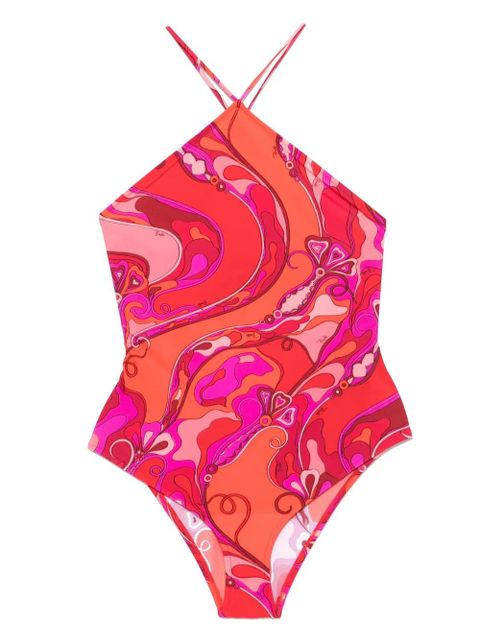 PUCCI Orchidee-print swimsuit - Red