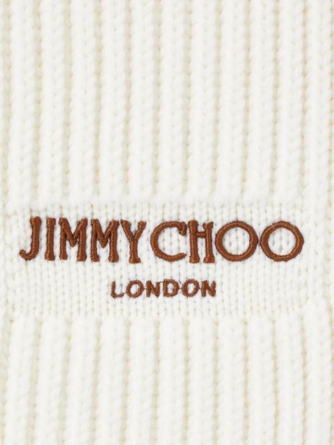 Jimmy Choo logo-embroidered chunky-knit scarf - White - zdjęcie produktu nr 2