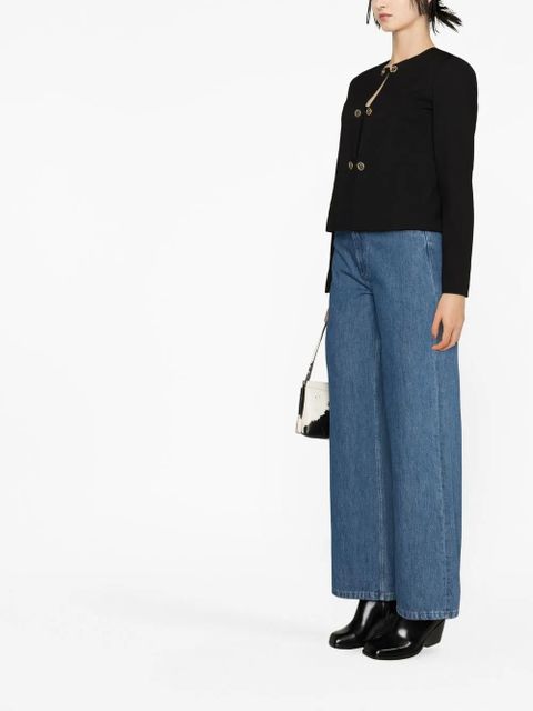 TWINSET logo-buttons cropped blazer - Black