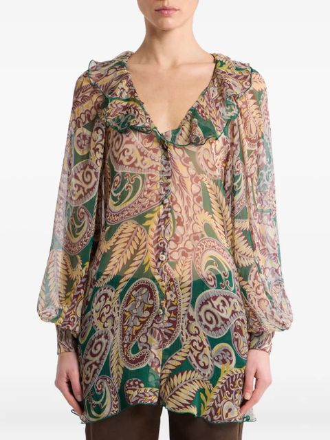 ETRO paisley ruffled shirt - Green - zdjęcie produktu nr 2