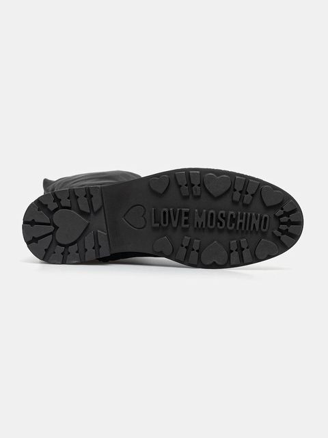 Love Moschino kozaki damskie kolor czarny na płaskim obcasie JA26074G0NIM0000