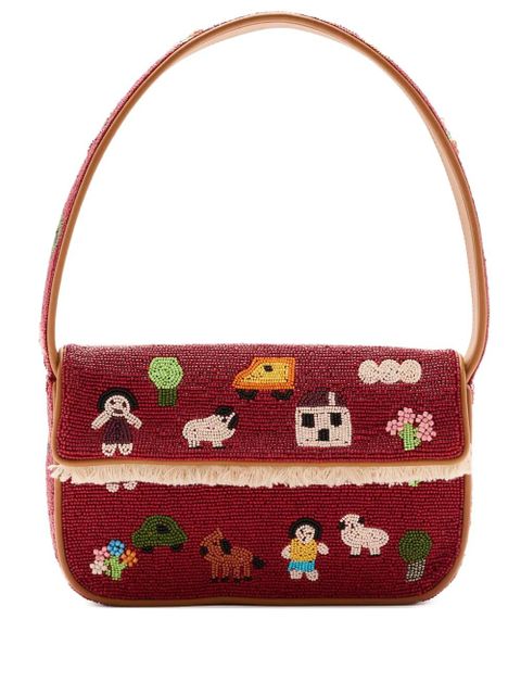 STAUD x FOLK TOWN beaded fringed shoulder bag - Red - zdjęcie produktu nr 1