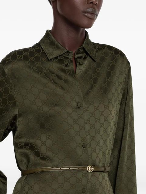 Gucci classic-collar shirt midi dress - Green