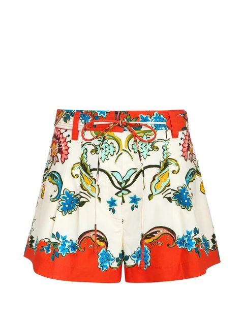 Marie Oliver Lander floral print belted tailored shorts - White - zdjęcie produktu nr 1