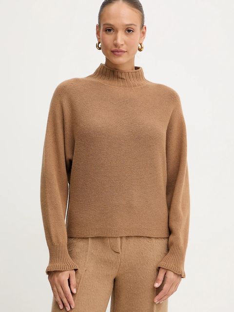 Twinset sweter z dodatkiem wełny damski kolor brązowy lekki 252TT3353 - zdjęcie produktu nr 1