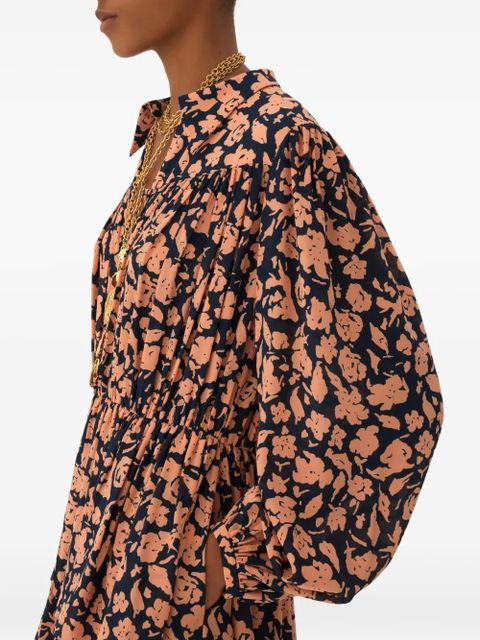 Chloé floral gathered dress - Blue